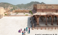 Interno all'Amber Fort nei pressi di Jaipur, in Rajasthan, India