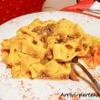 Fettuccine alla boscaiola presso un ristorante di Arabba, Veneto