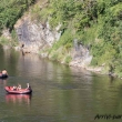 Cayoning sulla riva del fiume Moldava a Cesky Krumlov, Repubblica Ceca