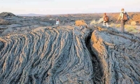 Magma solidificato presso la salita sul vulcano, Etiopia