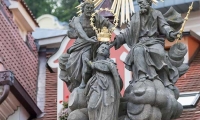 Statua nel centro storico di Karlovy Vary, Repubblica Ceca