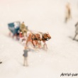 Slitta trainata da cavalli nella neve presso il Miniatur Wunderland di Amburgo, Germania
