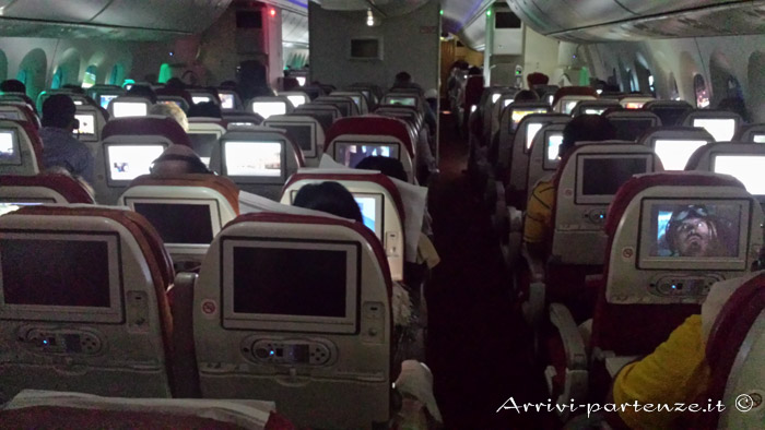 Treni e voli in India: Interno del Boing Dreamliner dell'Air India