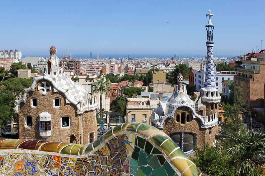 Parc Guell Gaudi a Barcellona, Spagna