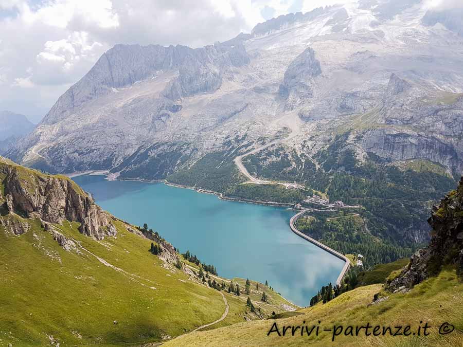 Vista del Lago Fedaia e della Marmolada dal Porta Vescovo, Veneto